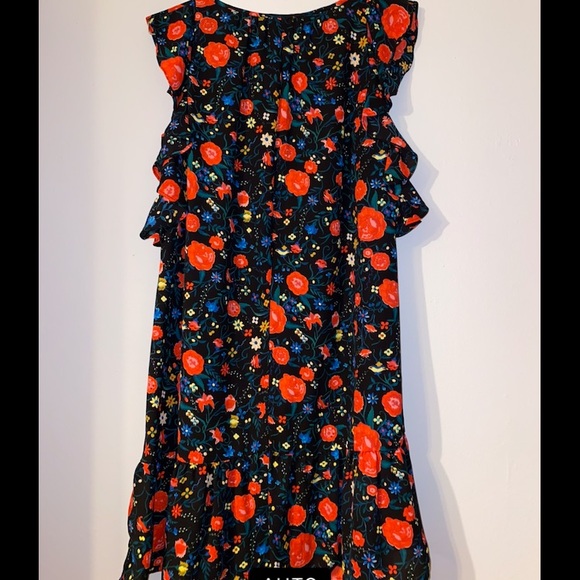 J. Crew Black Floral Flutter Dress - Picture 8 of 9